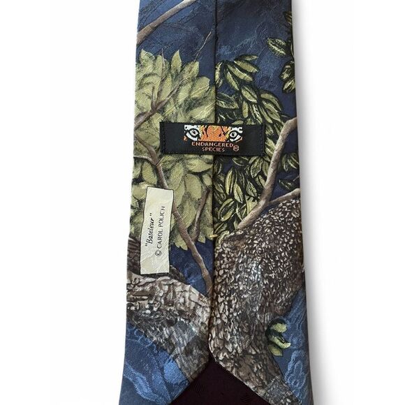 Endangered Species Men's Silk Necktie Bateleur by Carol Polich Eagle Tie Green - Picture 4 of 5